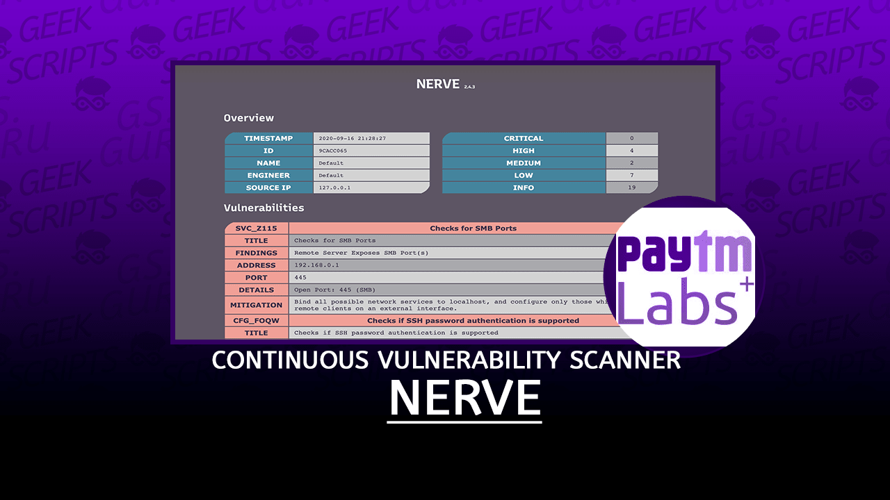 NERVE Continuous Vulnerability Scanner