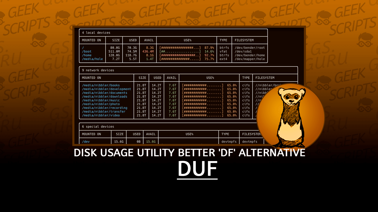 Duf Disk Usage Free Utility df Alternative