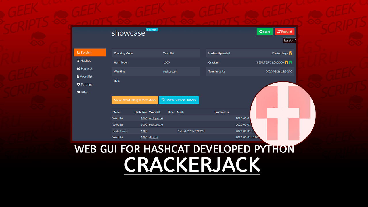 CrackerJack Web GUI for Hashcat developed in Python