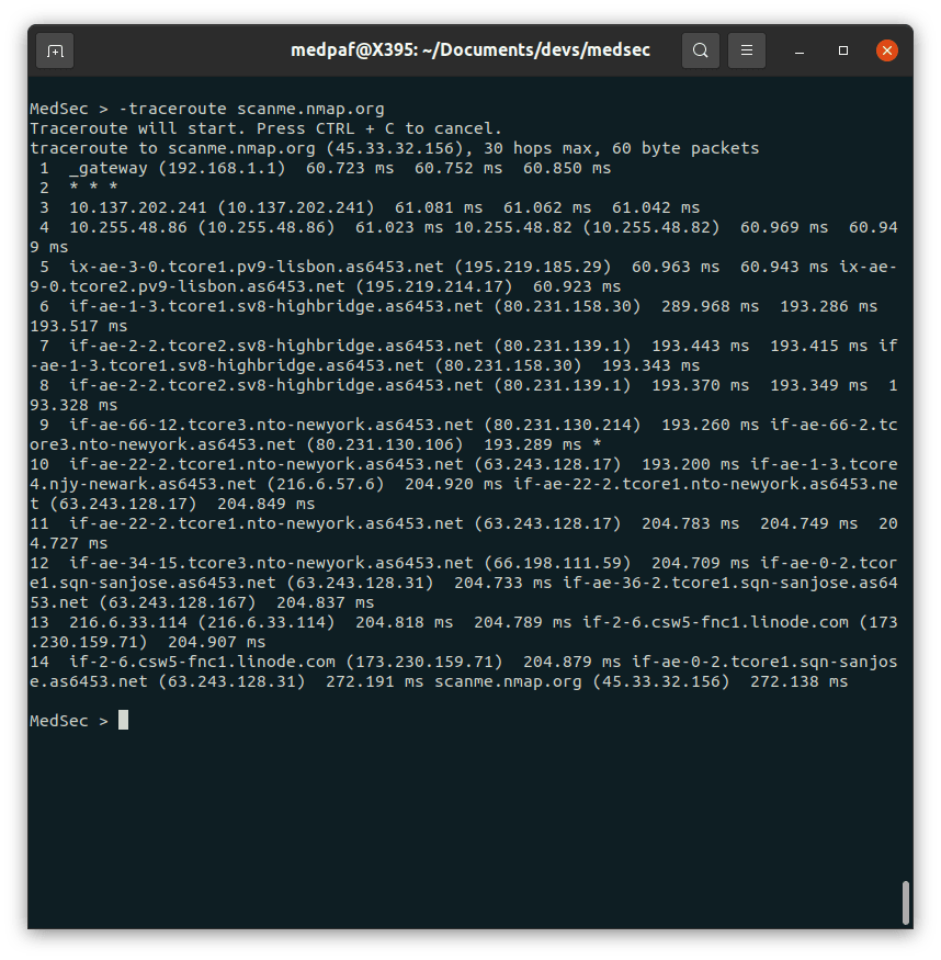 traceroute command by medsec